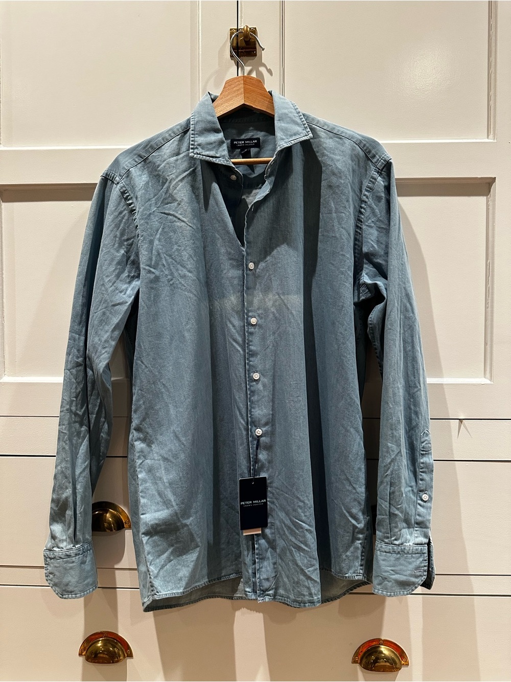 Peter Millar Light Blue Denim-Style Button Down Shirt